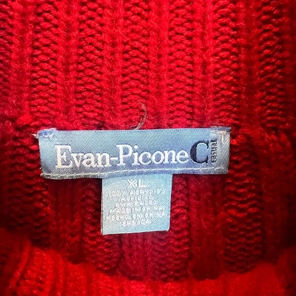 Evan Picone Vibrant Red Chunky Soft Turtleneck Sweater Sz XL LIKE NEW - Picture 3 of 9